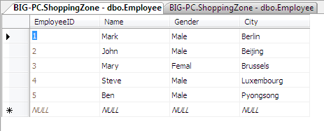 xml data updated to database table employee