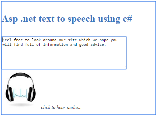 Asp .net text to speech using csharp