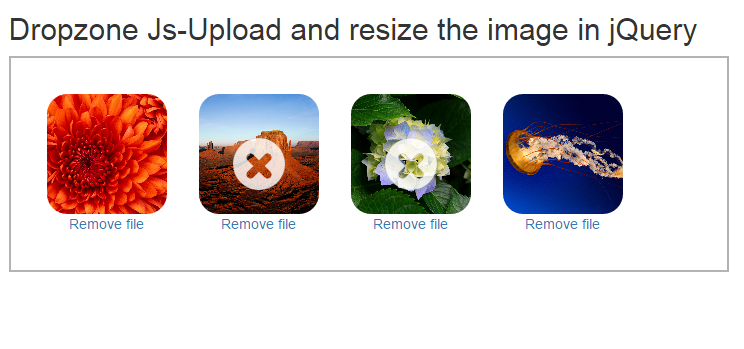 Upload and resize the image in jQuery Dropzone