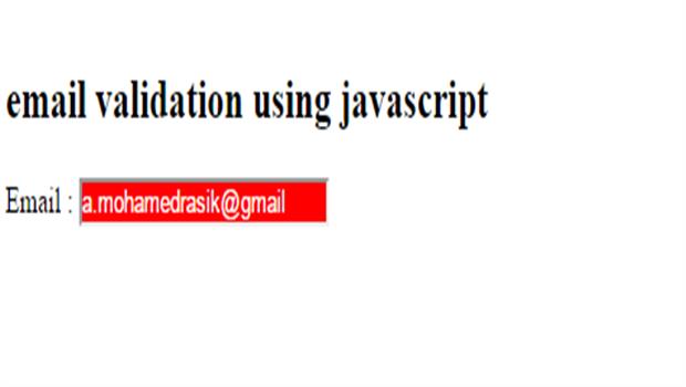 invalid email validation in javascript