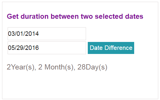 Get duration between two dates