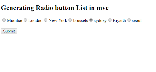 Radio button mvc