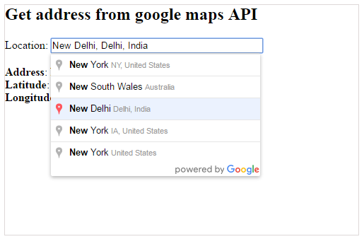 google maps show address