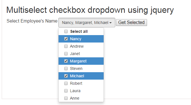jquery multiselect checkbox dropdown